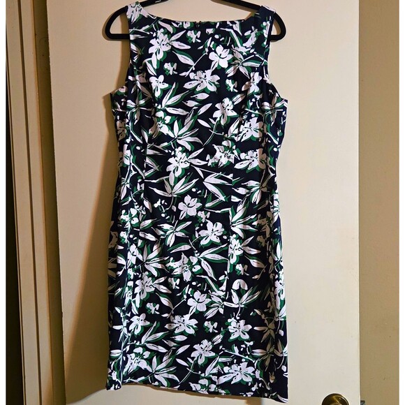 Chaps Dresses & Skirts - Chaps Floral Sheath Knee Dress Sleeveless Round Neck Zip Woven 14 Black